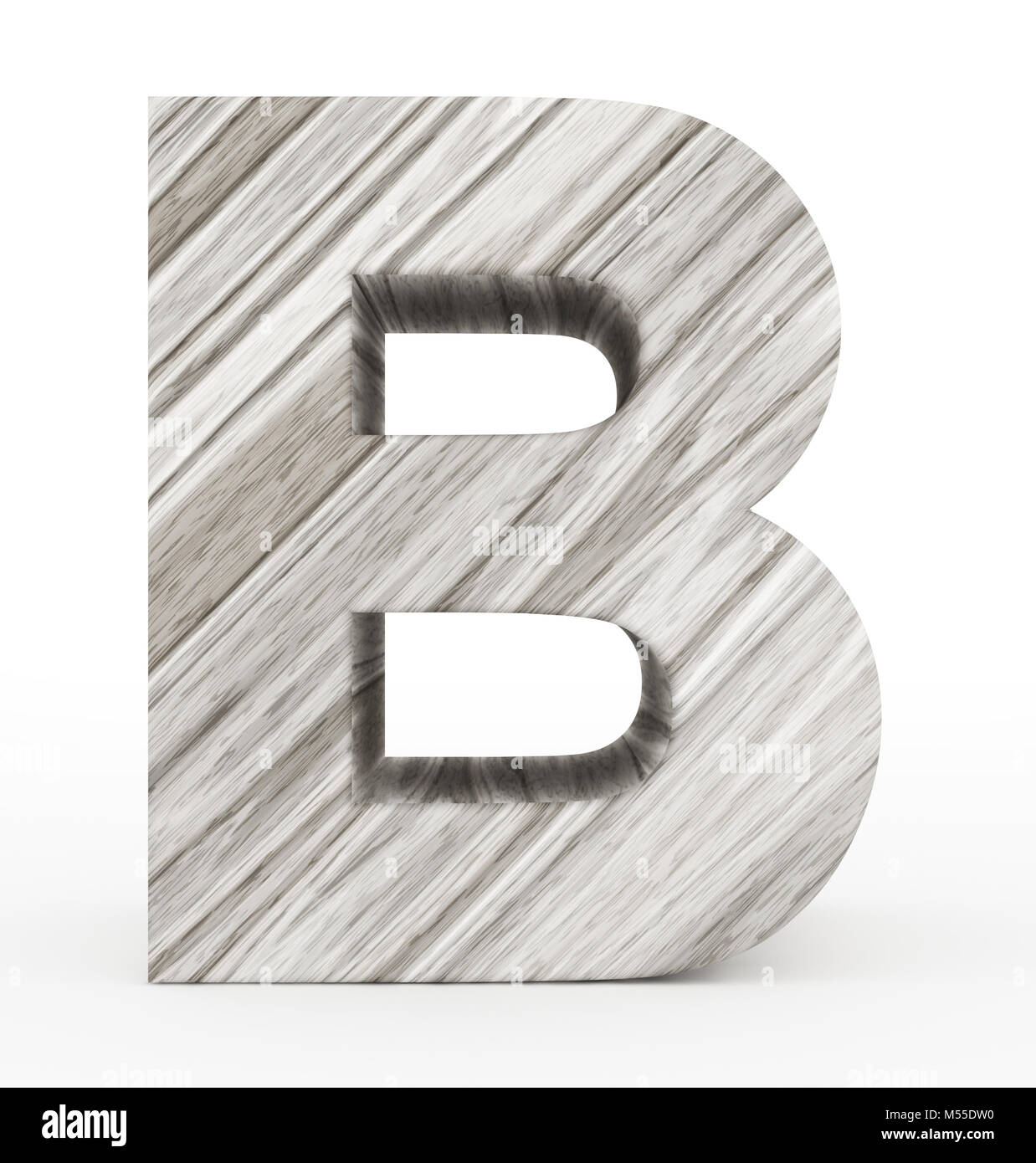letter B 3d wooden isolated on white - 3d rendering Stock Photo - Alamy