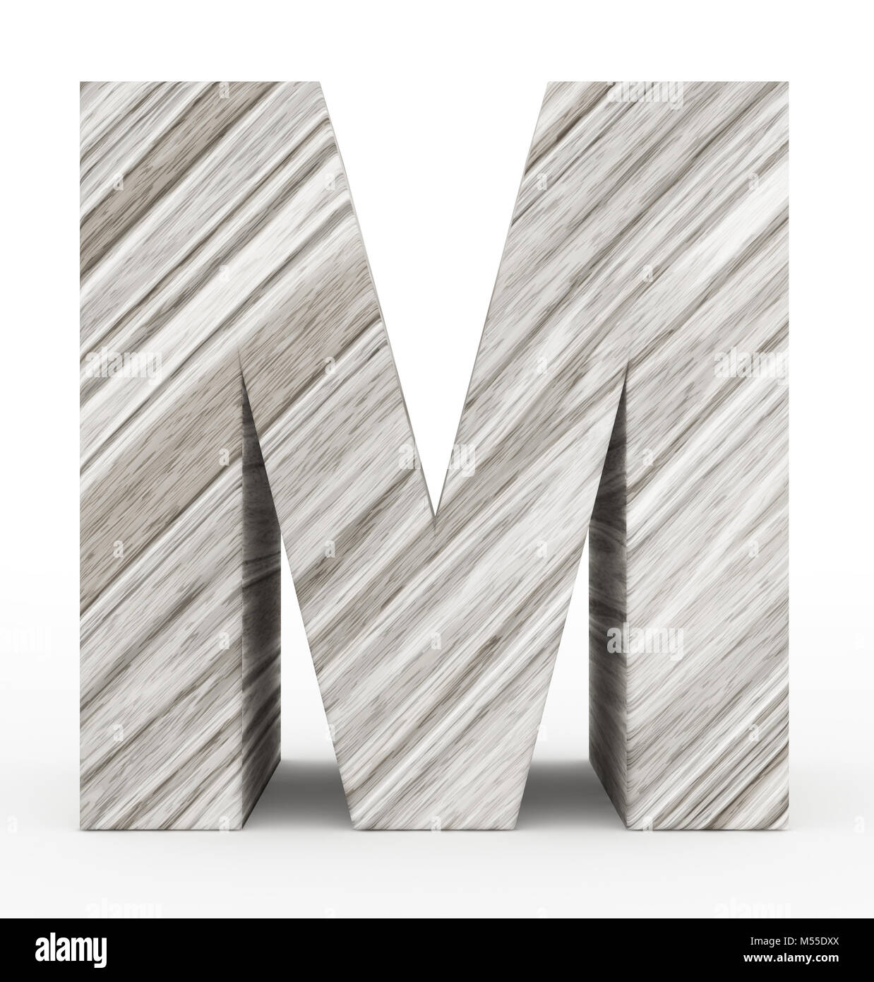 letter M 3d wooden isolated on white - 3d rendering Stock Photo - Alamy