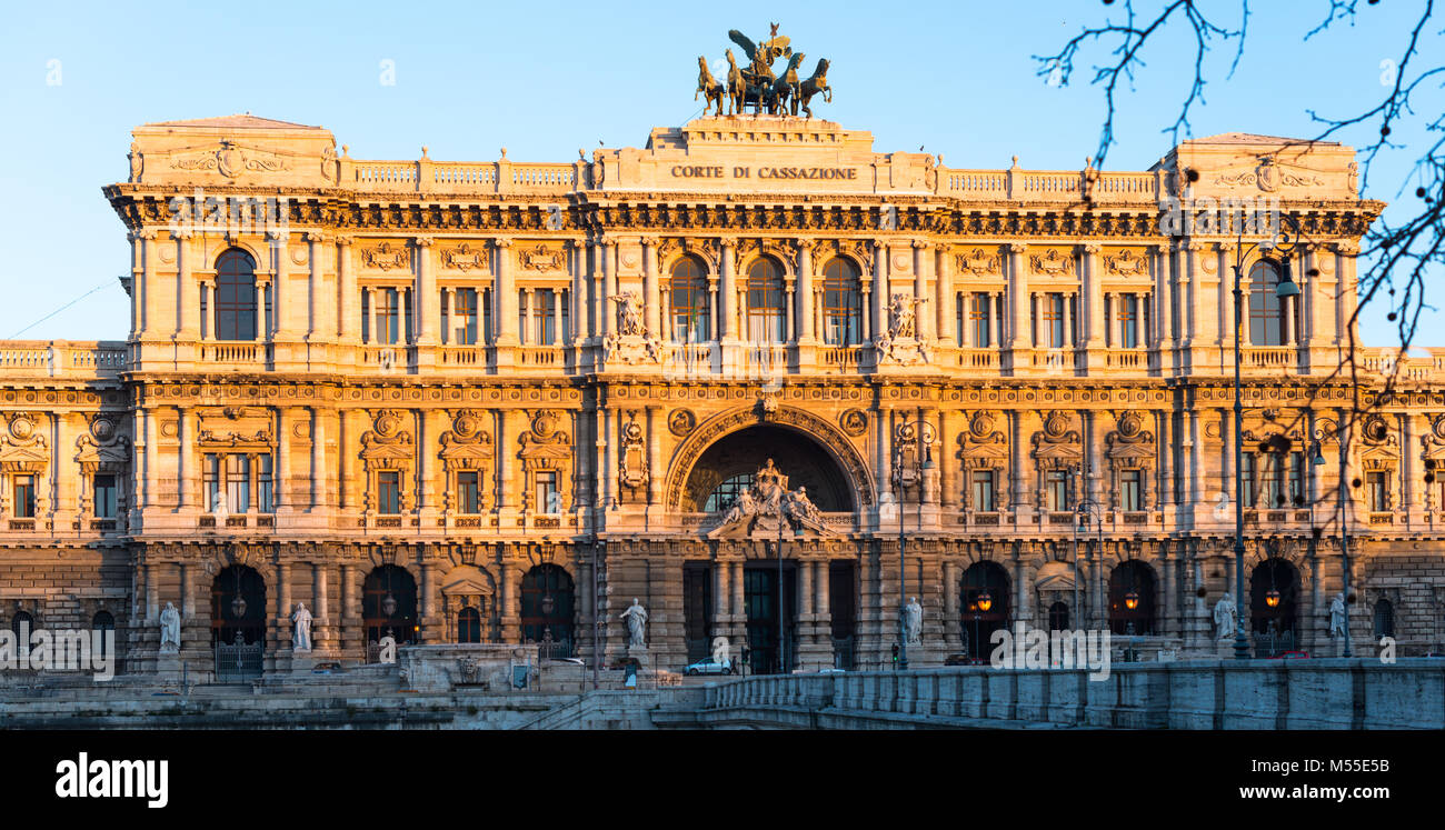 The Palace of Justice, Rome, the seat of the Supreme Court of Cassation and the Judicial Public Library, is located in the Prati district of Rome. Stock Photo