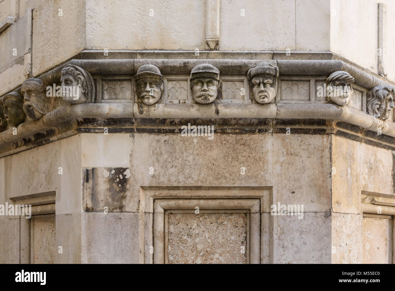 Human Heads of unknown individuals, Cathedral of St. James, Sibenik, Croatia Stock Photo