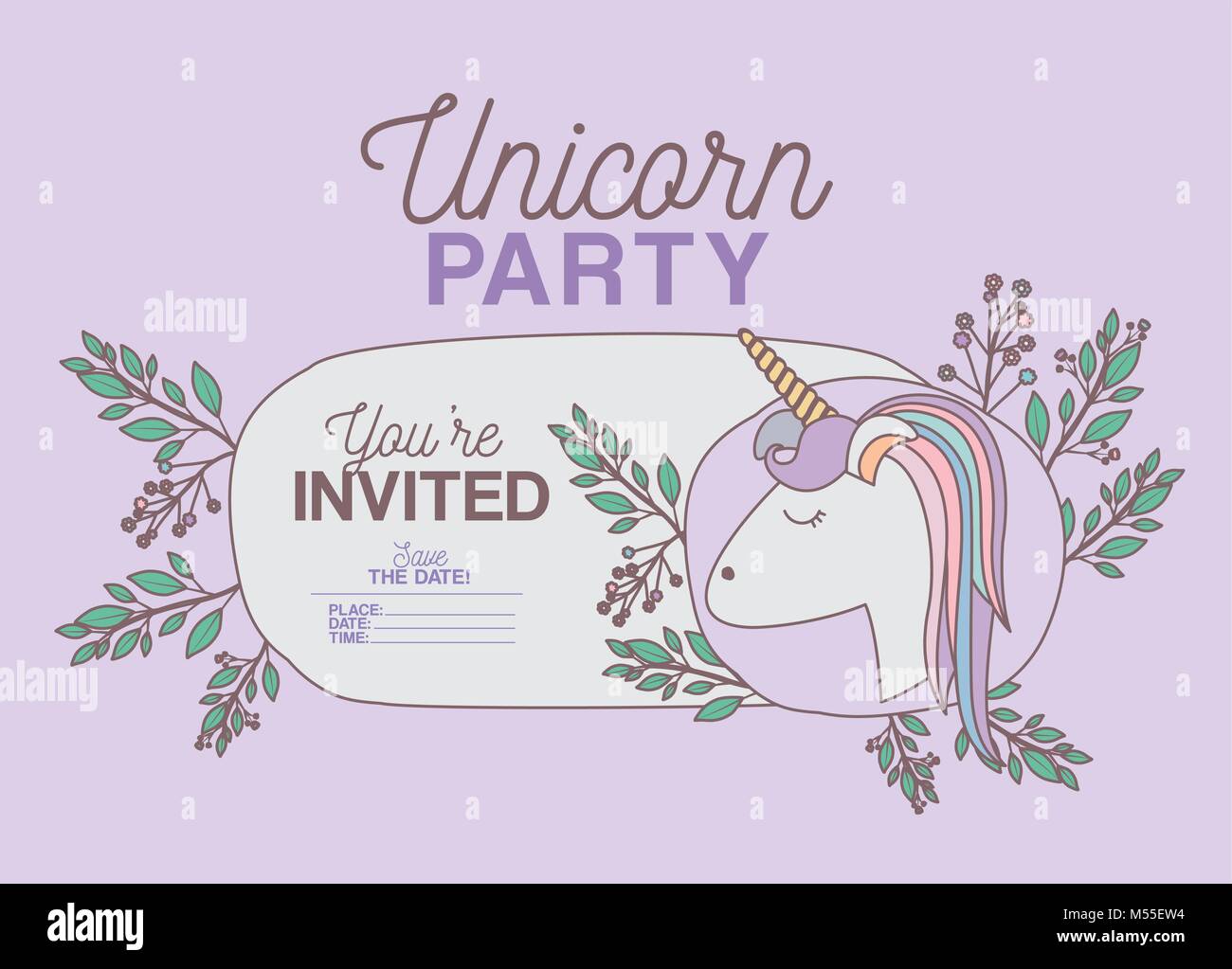 Unicorn Party Invitation Card With Floral Decoration Stock Vector Image unicorn-party-invitation-card-with-floral-decoration-stock-vector-image