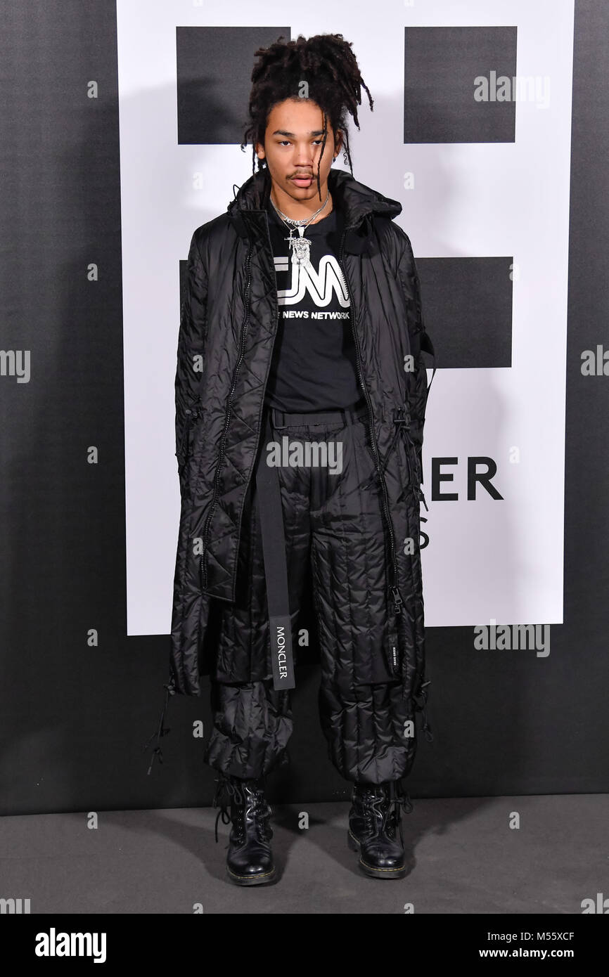 Milan, Italy. 20th Feb, 2018. Milan Woman's Fashion Week fall winter 2019. Milano Moda Donna, autumn winter 2019. Moncler arrivals Pictured: Luka Sabbat Credit: Independent Photo Agency/Alamy Live News Stock Photo
