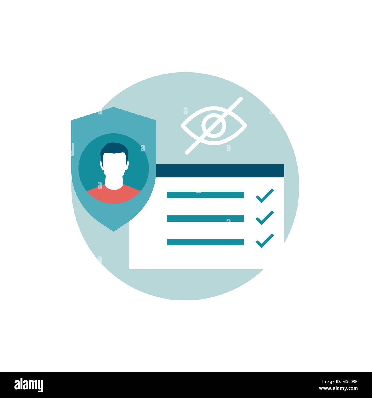 Check your privacy and your profile settings, cyber security icon Stock Vector