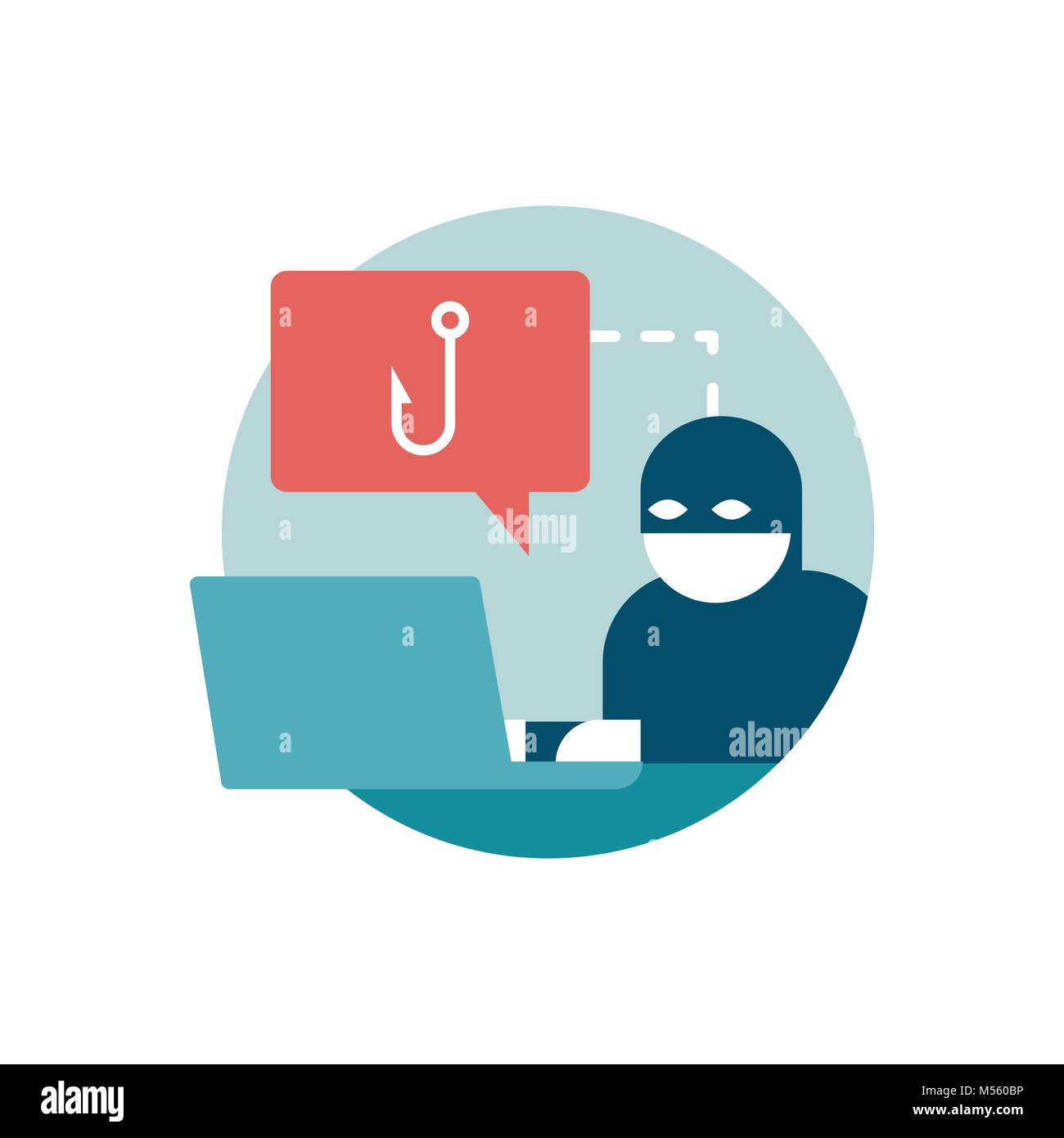 Hacker trying to steal passwords online: phishing, scam and malware concept Stock Vector