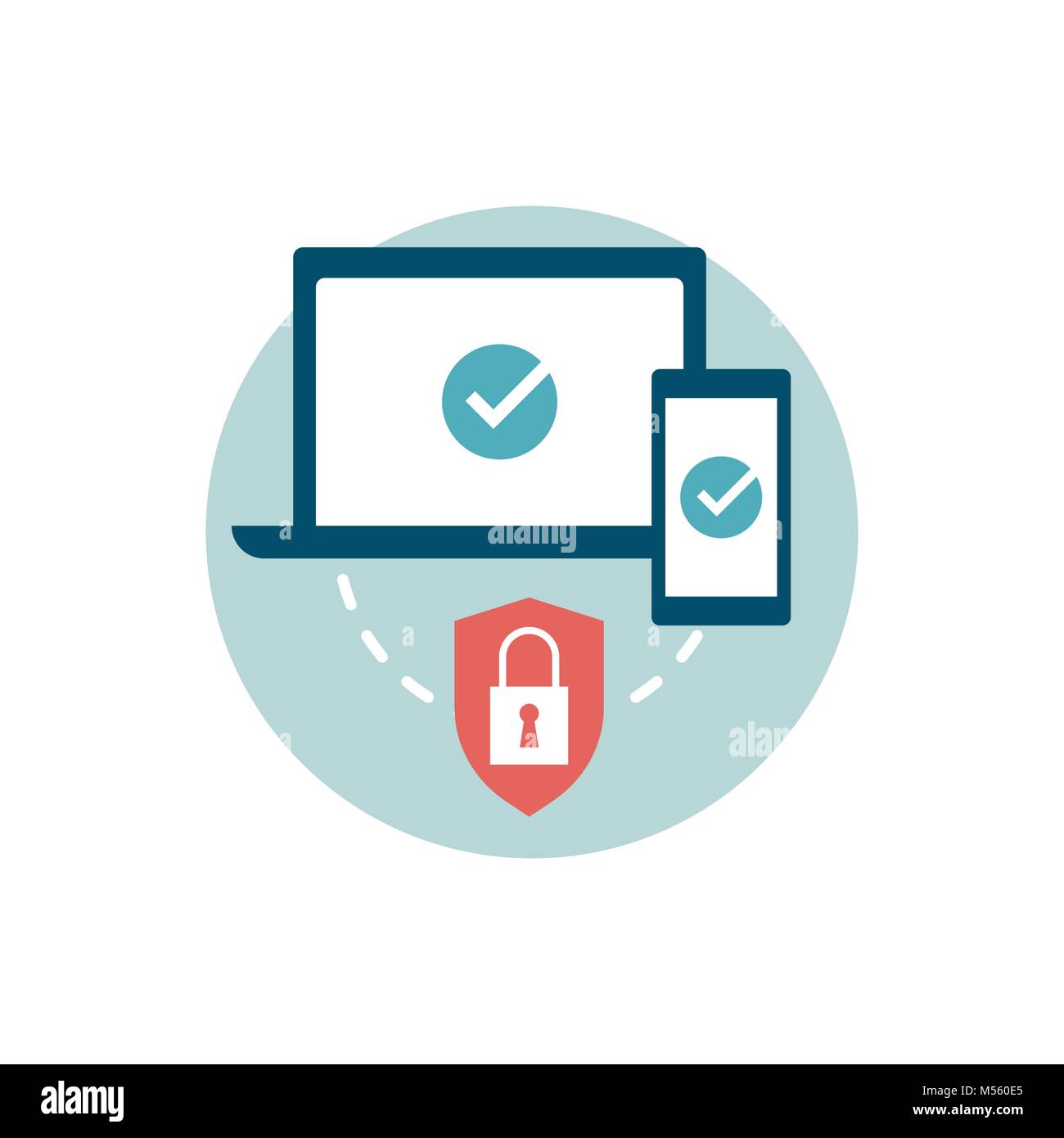 Protect all your devices with an antivirus and run a system scan, internet security icon Stock Vector