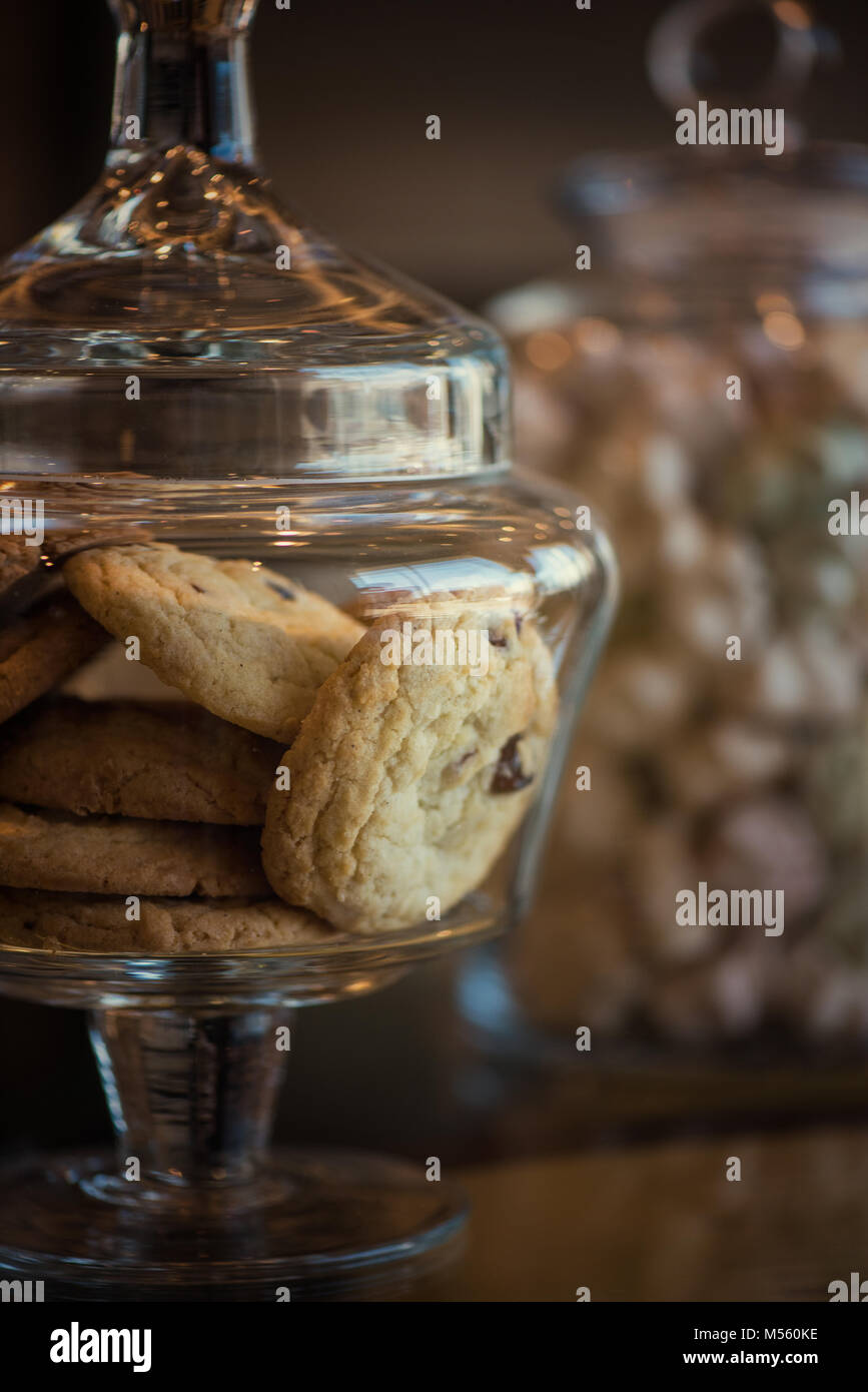 Oatmeal cookie in glass jar Stock Photo