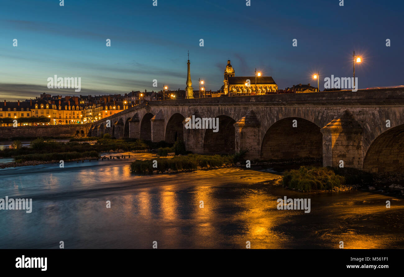 Jacques-Gabriel Bridge over the Loire River in Blois, France Stock ...