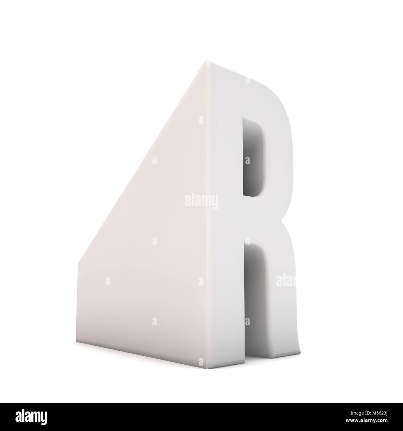 Letter R sloping perspective font. 3D Rendering Stock Photo - Alamy