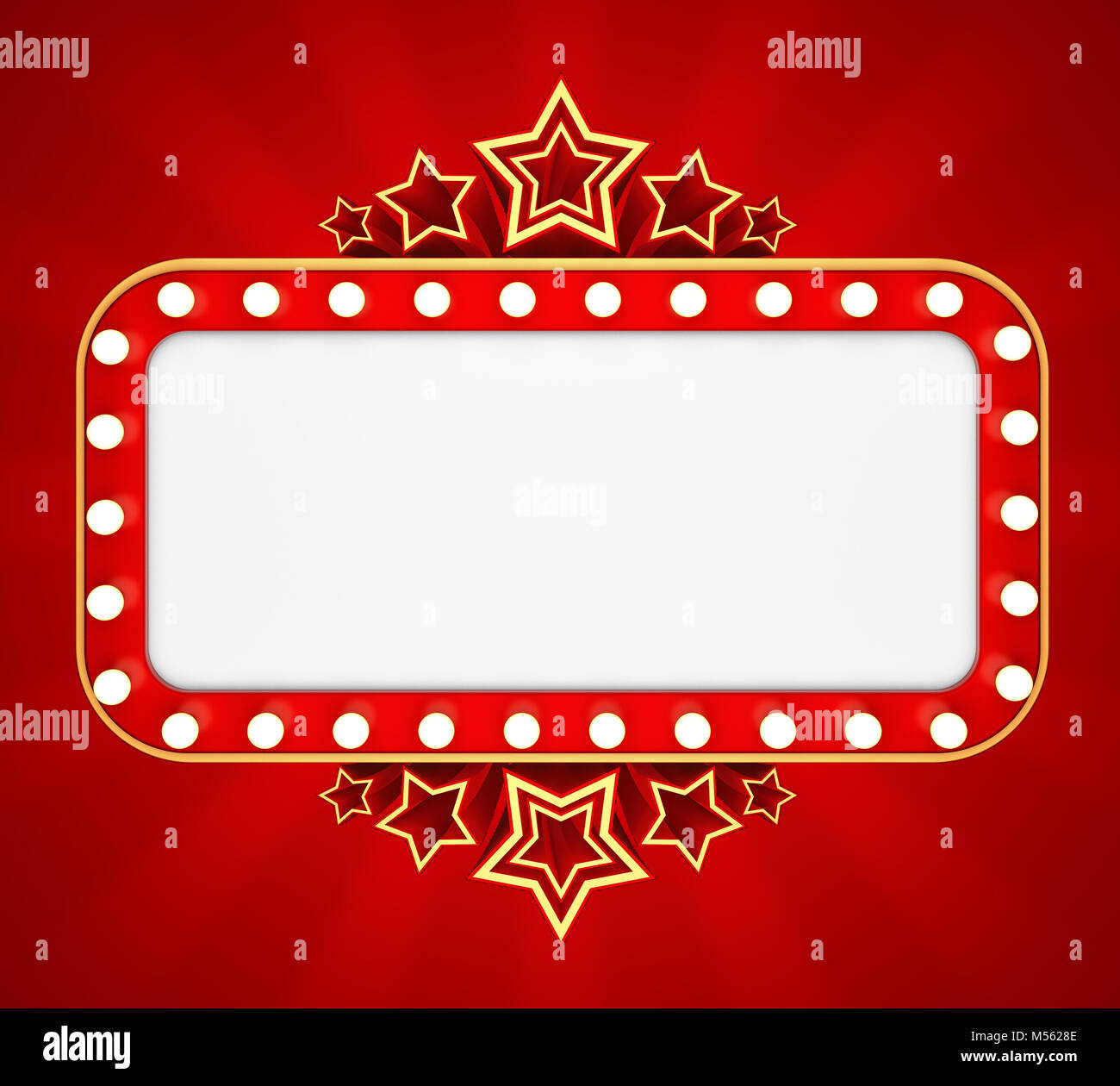 Retro Banner With Stars On Red Background 3d Rendering Stock