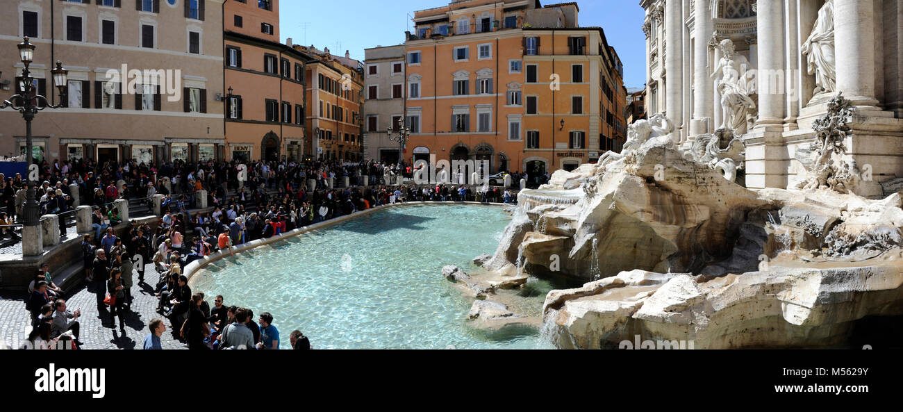 Trevi Fountain stitched using three images Stock Photo