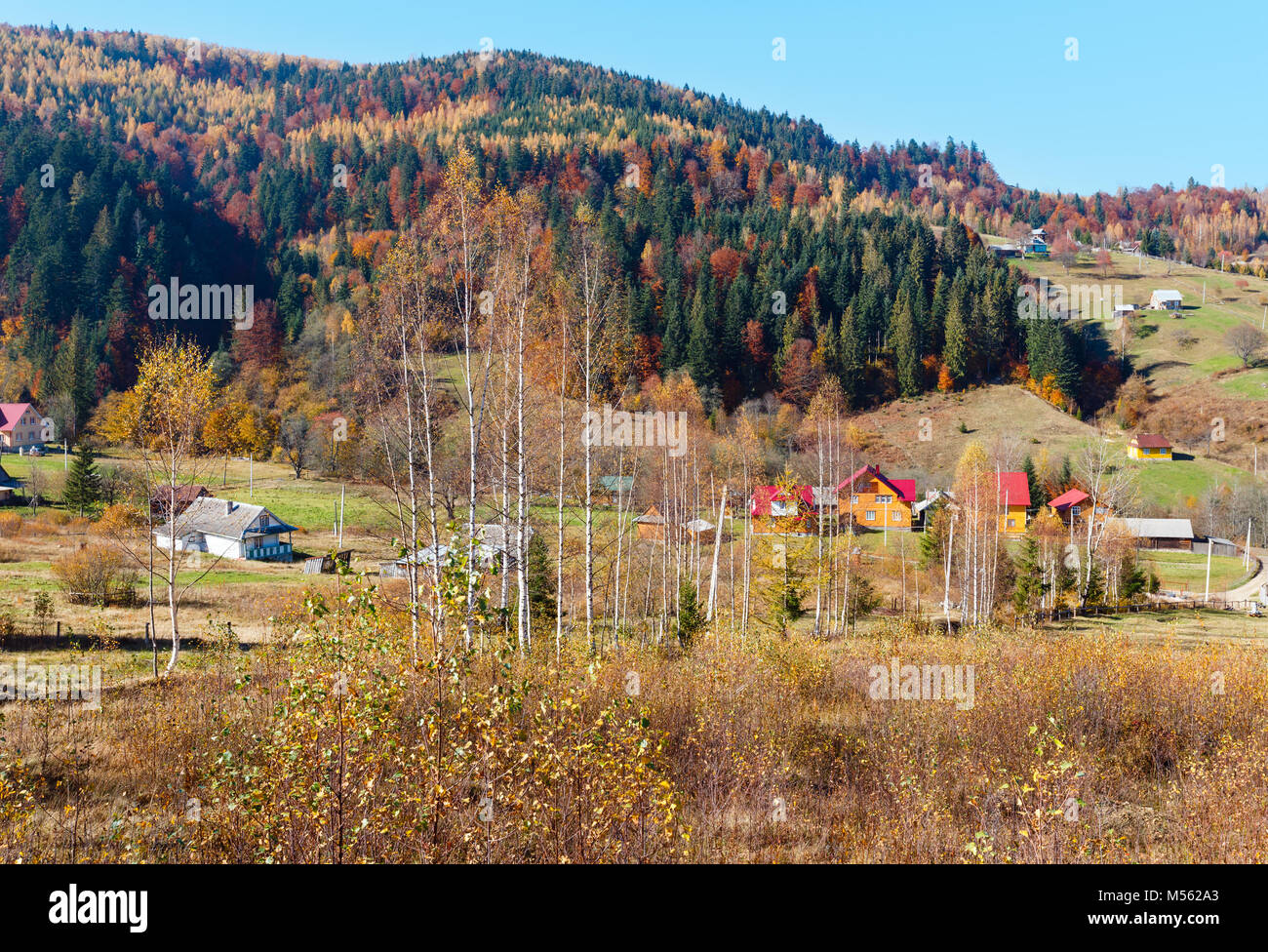 Autumn Carpathian village (Ukraine Stock Photo - Alamy