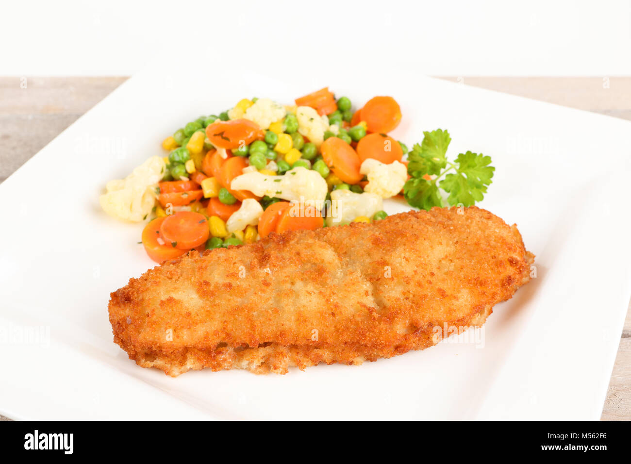 fried fish with vegetable Stock Photo