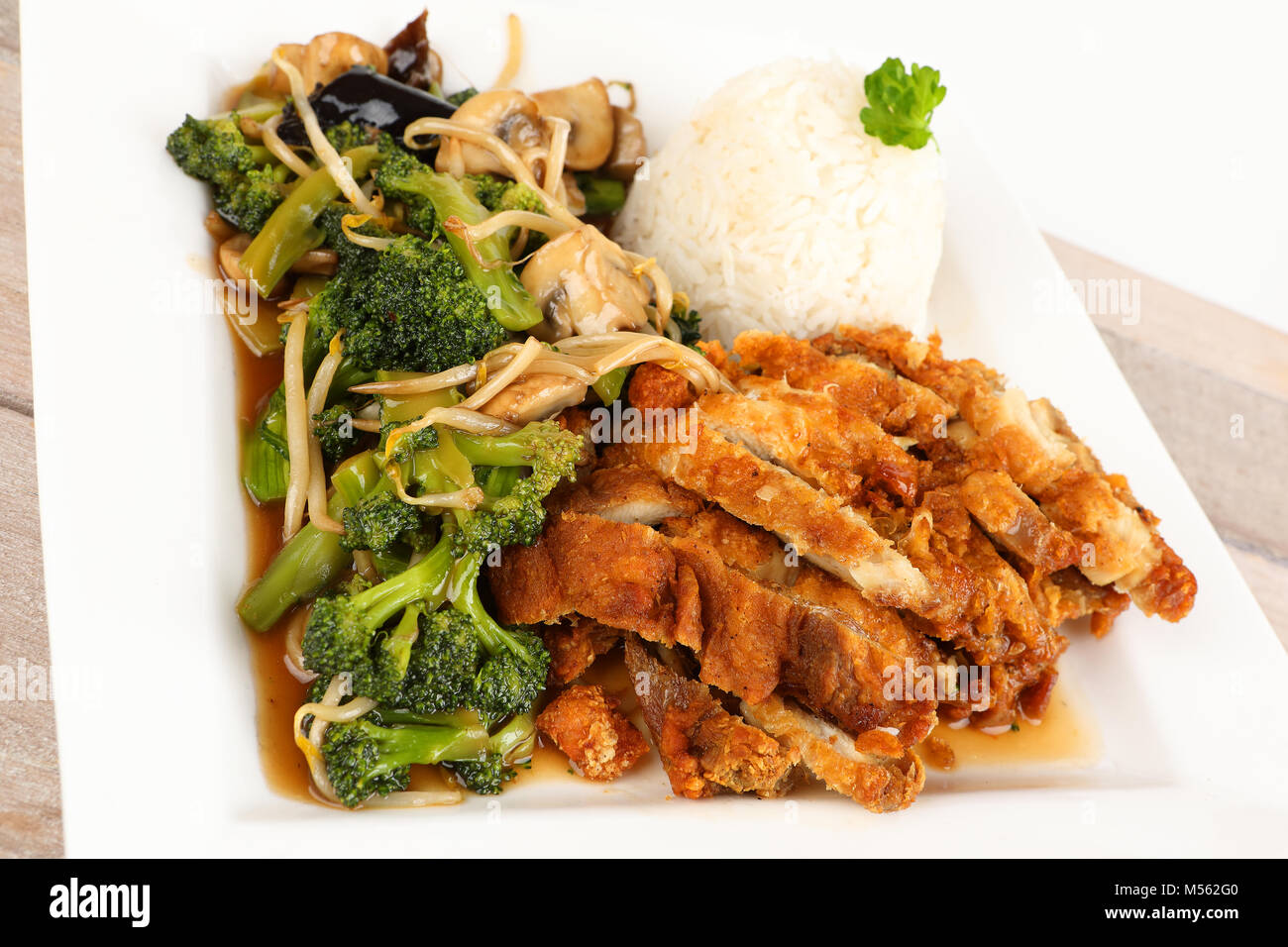 fried asian chicken with vegetable Stock Photo Alamy