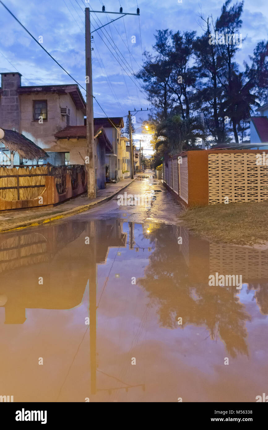 Varadero flooded road after thunderstorms Stock Photo
