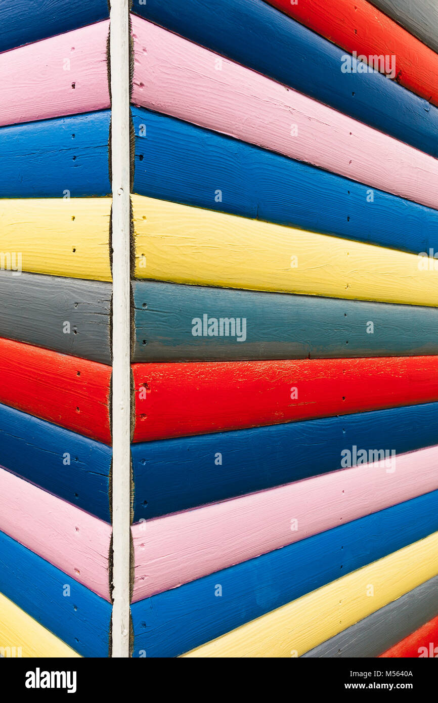 Colourful painted wooden shed. Stock Photo