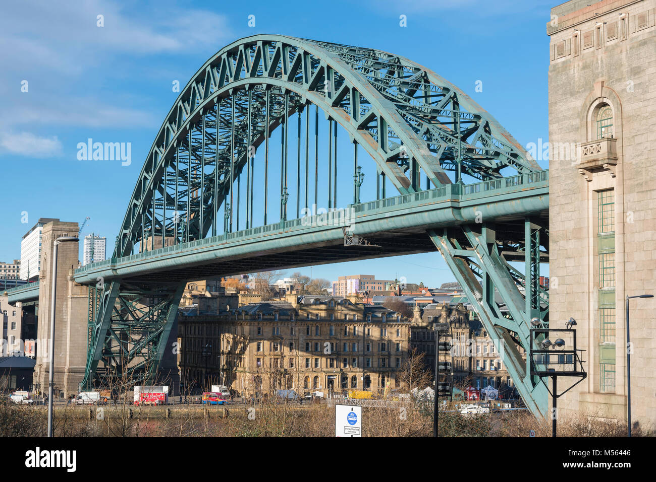 Newcastle upon Tyne bridge, view of the landmark Tyne Bridge spanning the River Tyne in Newcastle upon Tyne bridge, view of the landmark Tyne Bridge spanning the River Tyne in