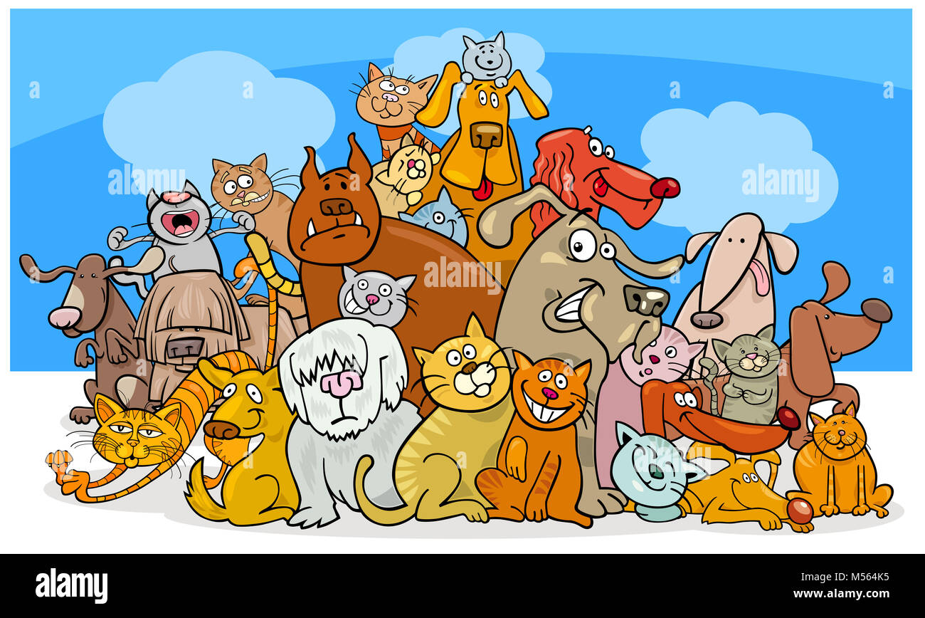 cartoon dog and cats characters Stock Photo Alamy