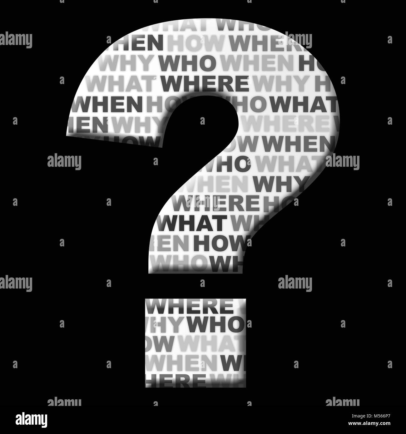 Question mark icon on black background Stock Photo