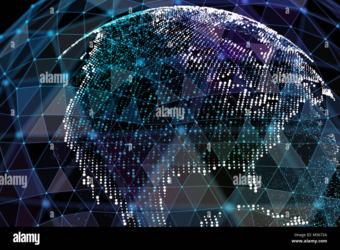 Connection lines Around Earth Globe, Theme Background with Light Effect