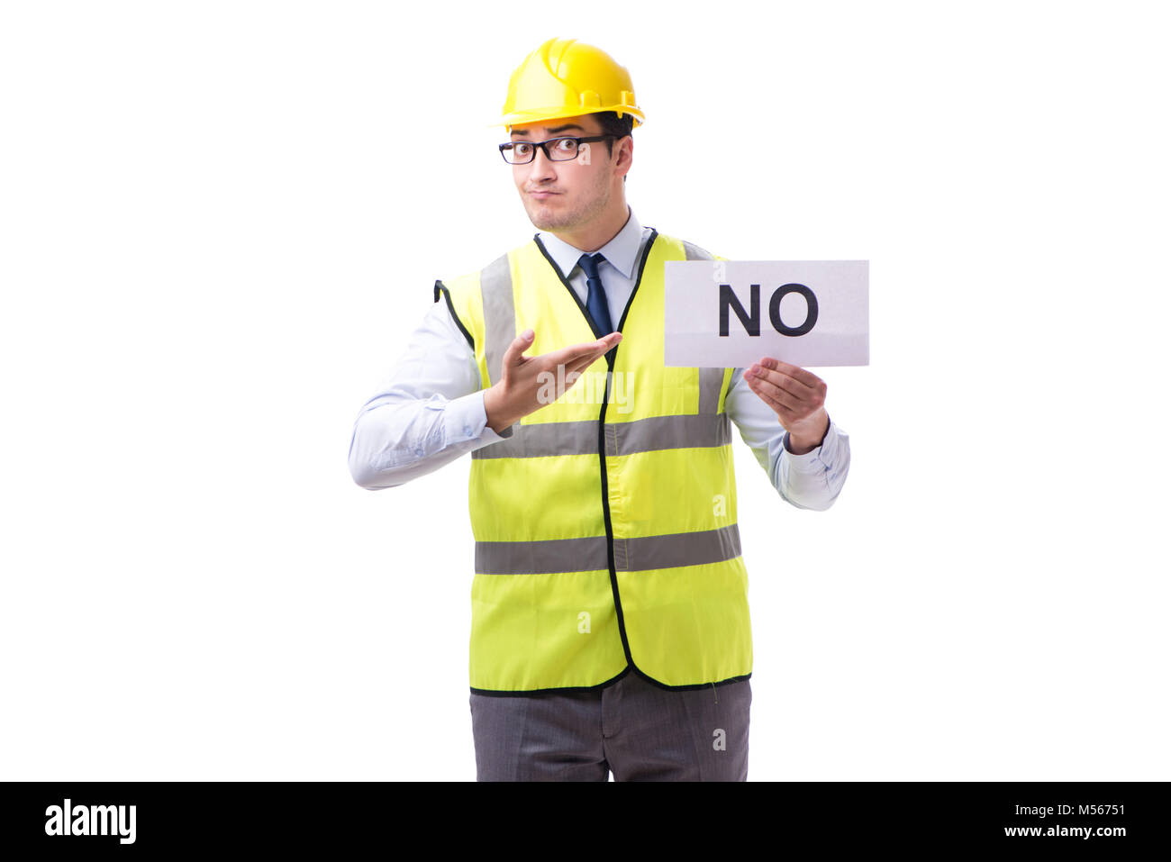 No Supervisor Sign Construction supervisor with no asnwer isolated on white background ...