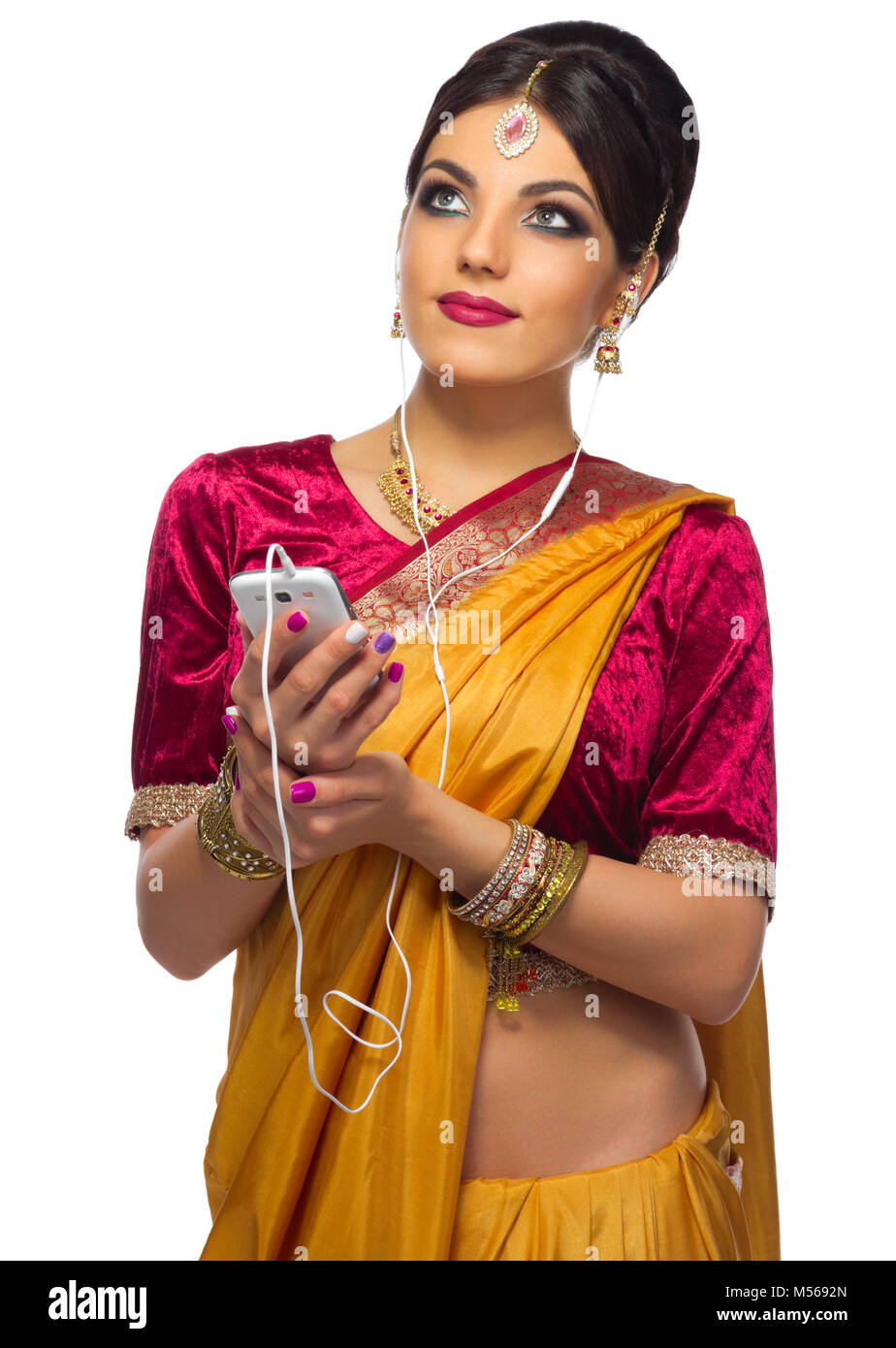 Young indian woman isolated on white Stock Photo - Alamy