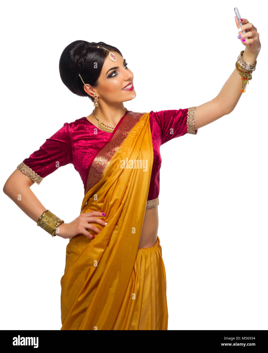 Young indian woman isolated on white Stock Photo - Alamy