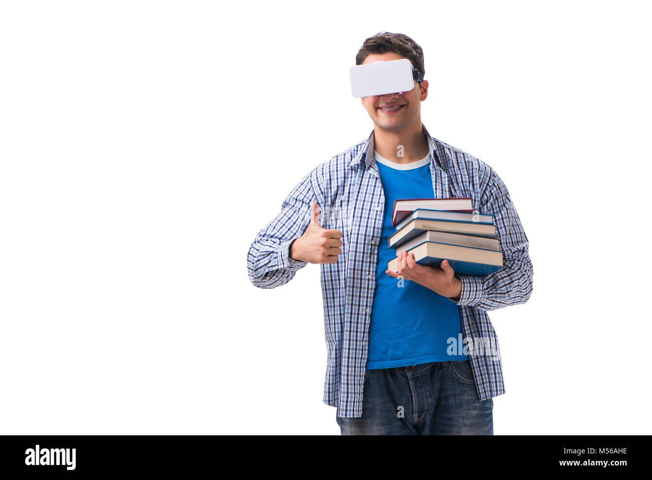 Young man wearing virtual reality VR glasses Stock Photo - Alamy