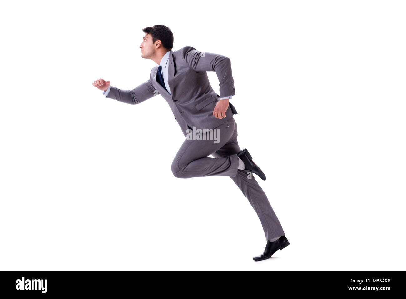 Young businessman running forward isolated on white Stock Photo - Alamy