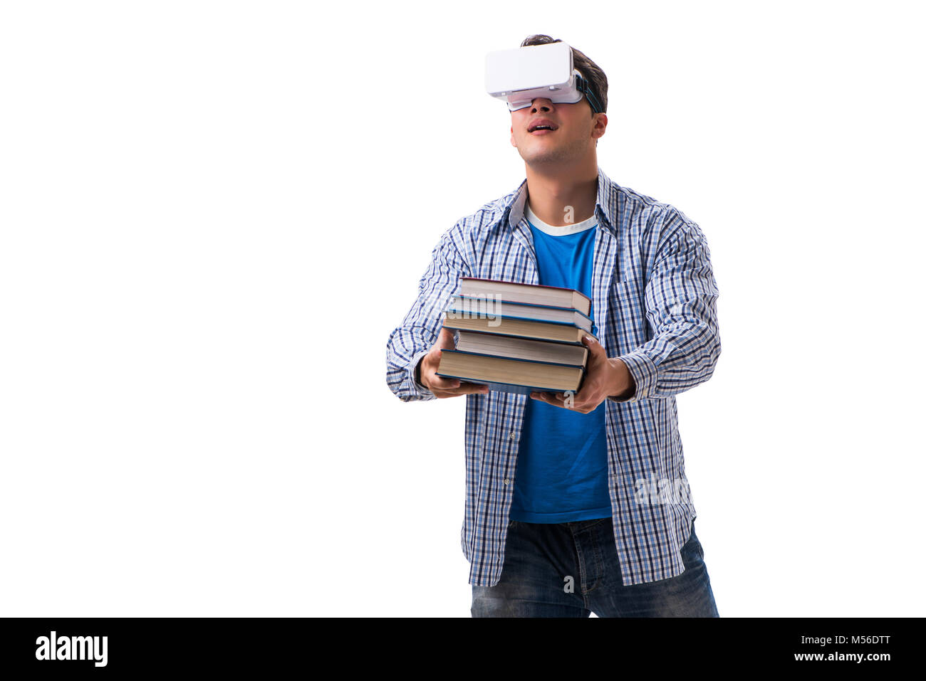 Young man wearing virtual reality VR glasses Stock Photo - Alamy