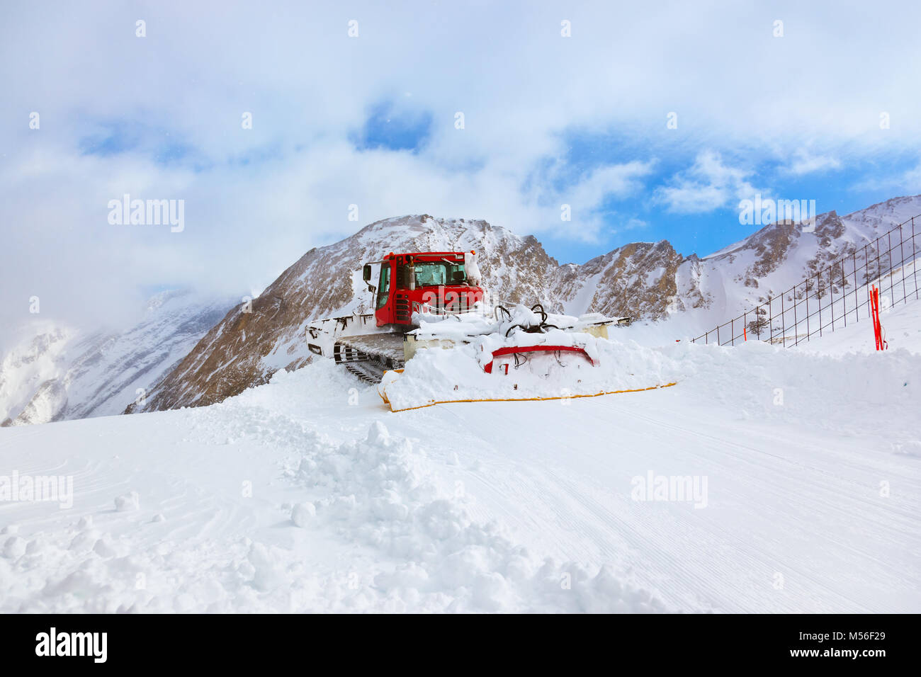 Machine for skiing slope preparations at Kaprun Austria Stock Photo