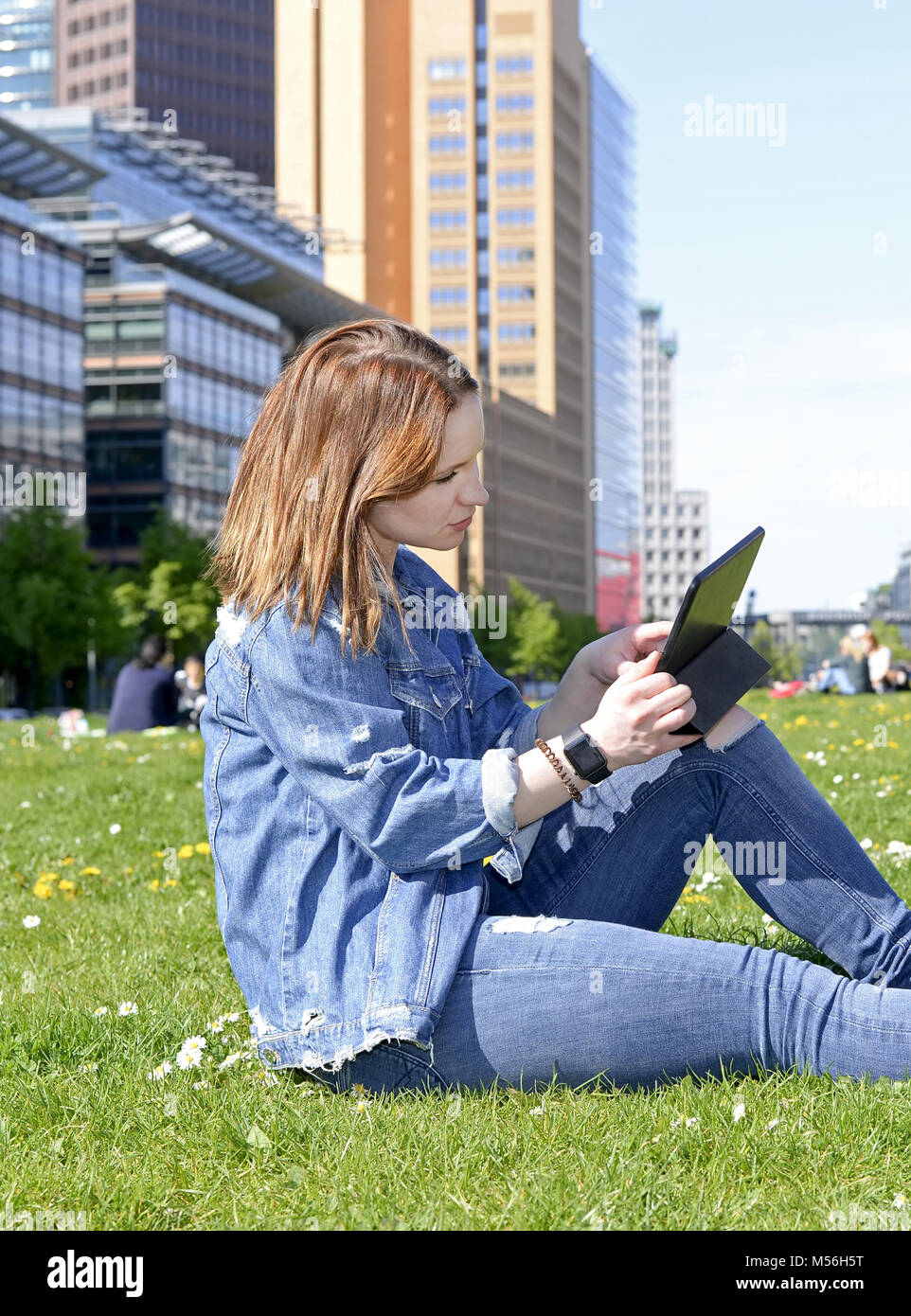 woman using digital tablet Stock Photo - Alamy