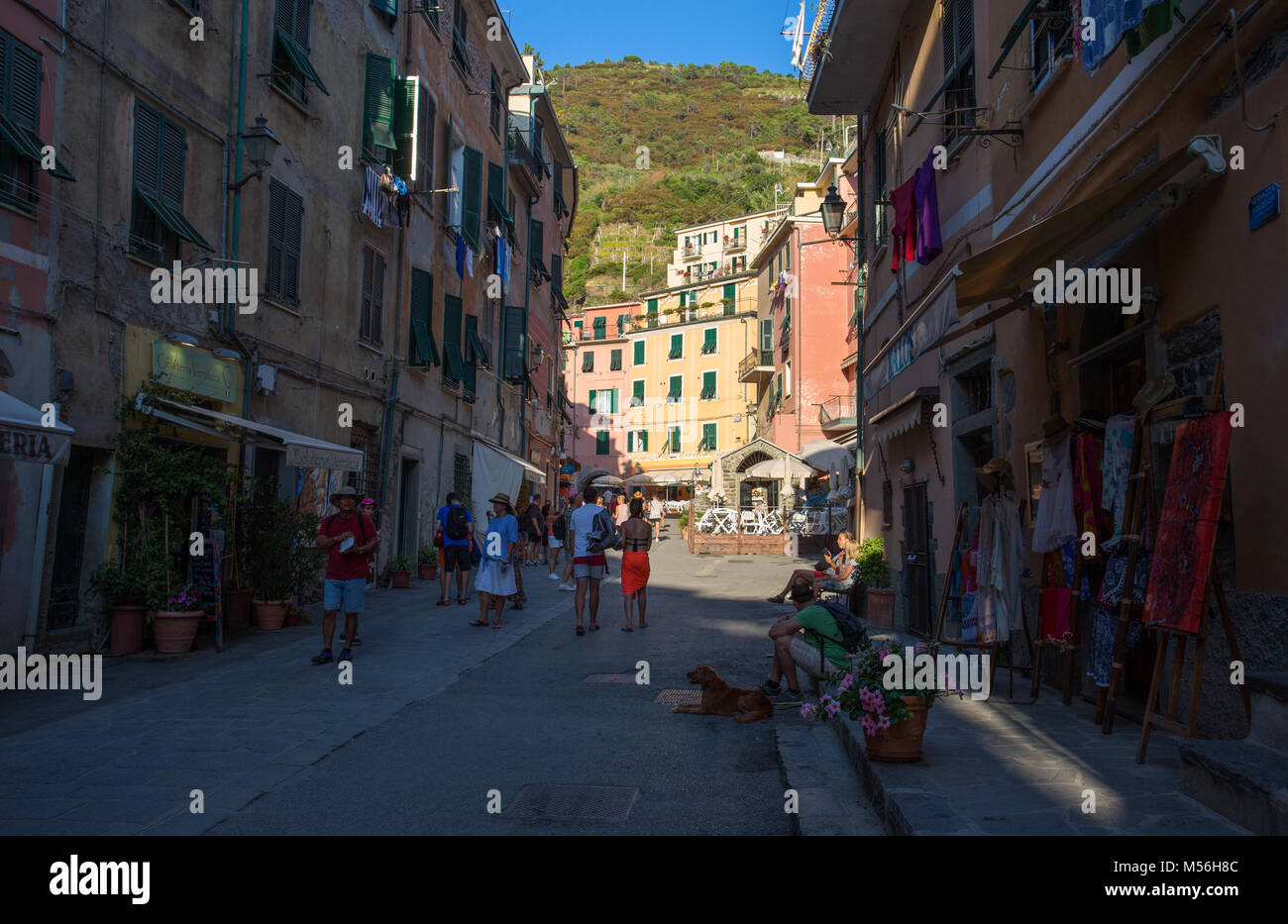 VERNAZZA, ITALY, JULY 31, 2017 - View of Vernazza, Cinque Terre, La Spezia province, Ligurian coast, Italy. Stock Photo