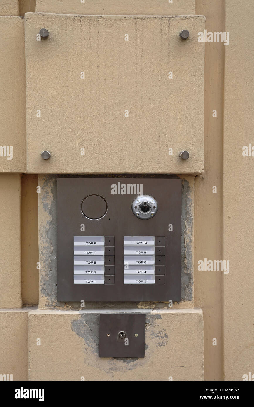 Camera Door Bell For Ten Flats Stock Photo Alamy