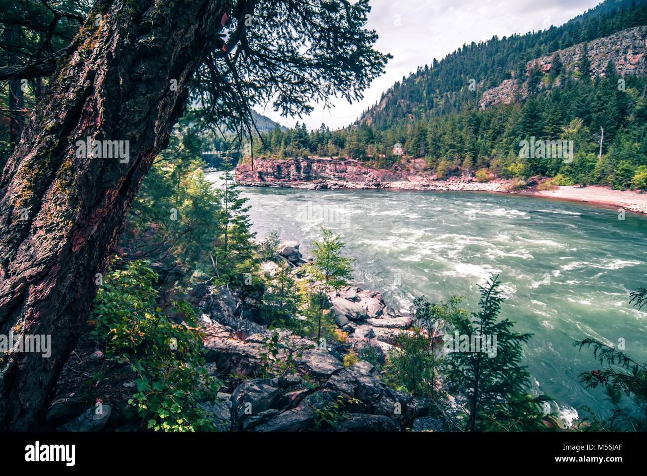 kootenai river water falls in montana mountains Stock Photo - Alamy
