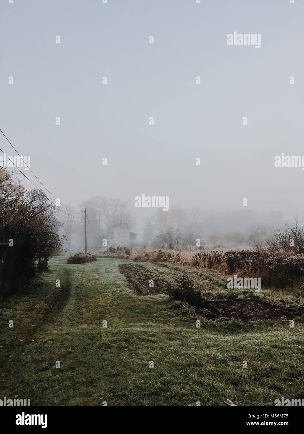 Silent morning. Manors house territory. Stock Photo