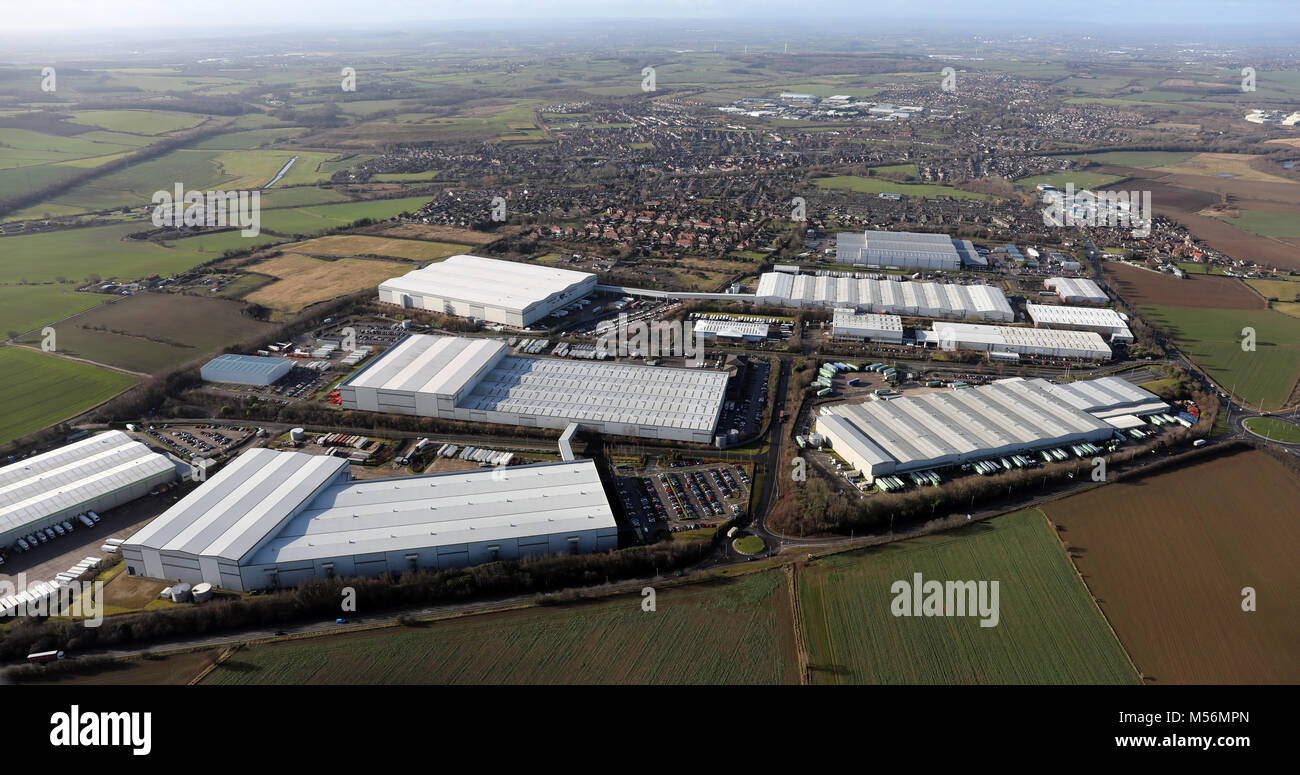 aerial view of Dale Lane & Elmsall Way Industrial Estates, South Emsall, Wakefield, West Yorkshire, UK Stock Photo