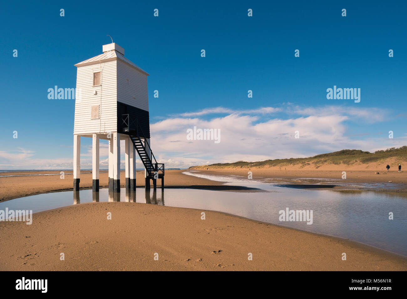 Burnham-on-Sea low lighthouse is the only one in Somerset in an area of shifing sand and mudflats. Stock Photo
