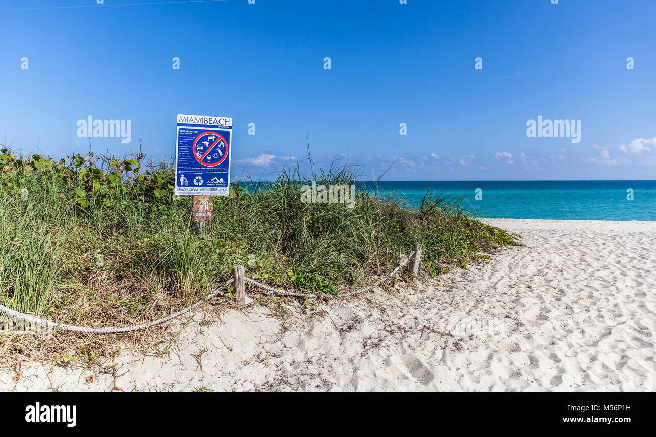 Not permitted sign, Miami Beach, Florida, USA. Stock Photo