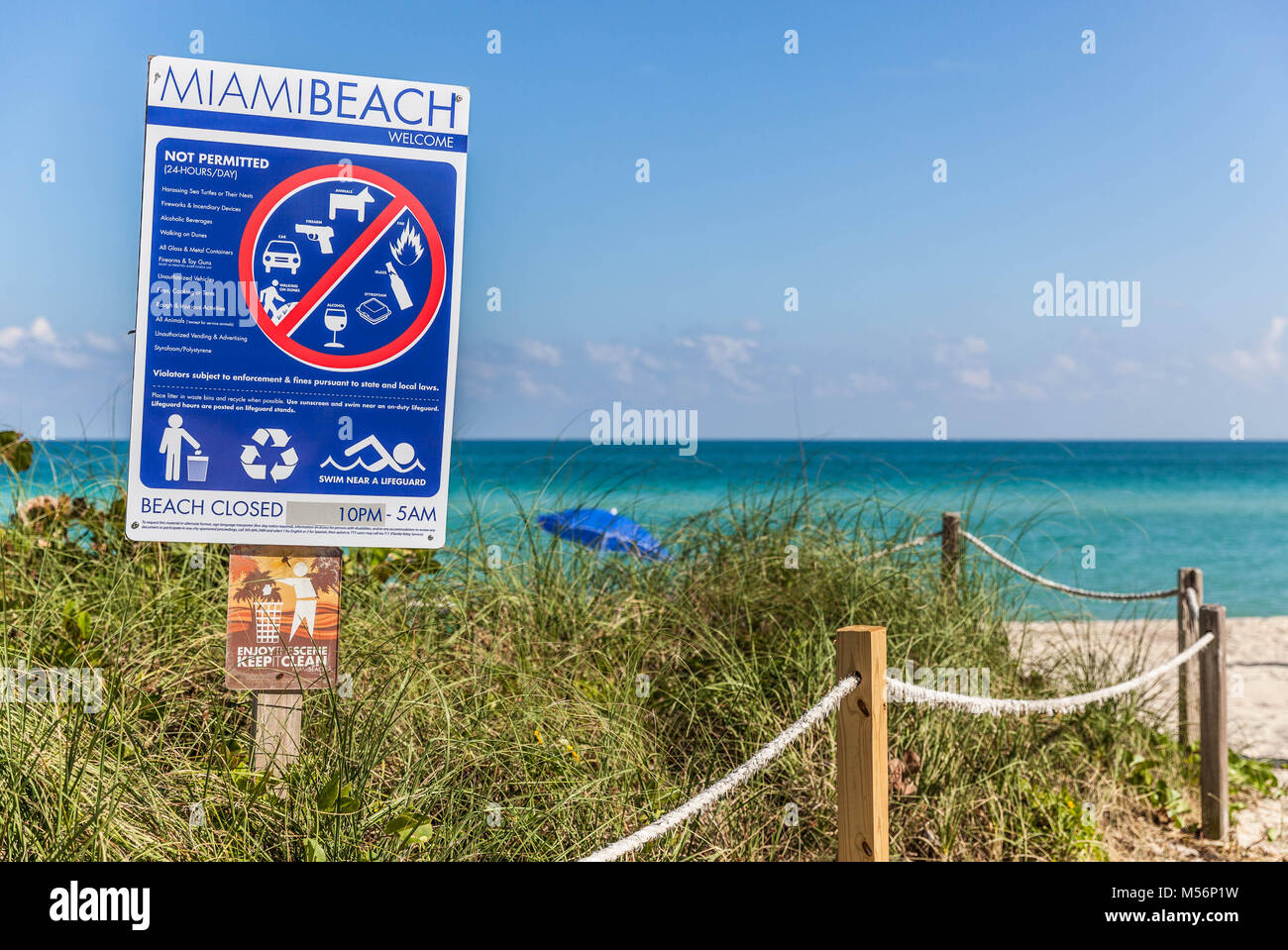 Not permitted sign, Miami Beach, Florida, USA. Stock Photo