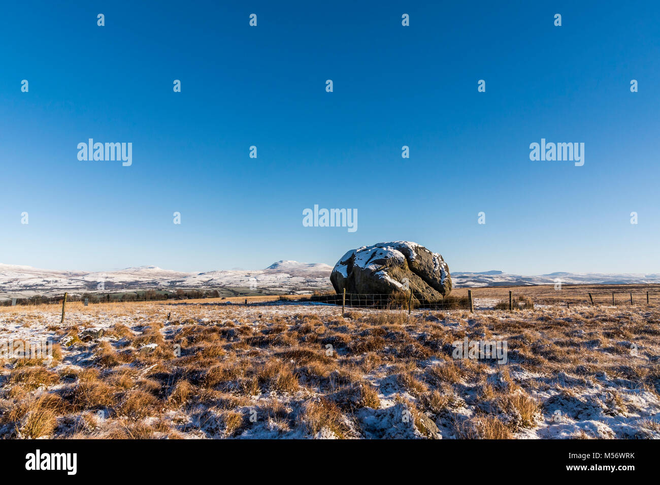 The geological wonder of the Big Stone on  Burnmoor near Bentham Stock Photo