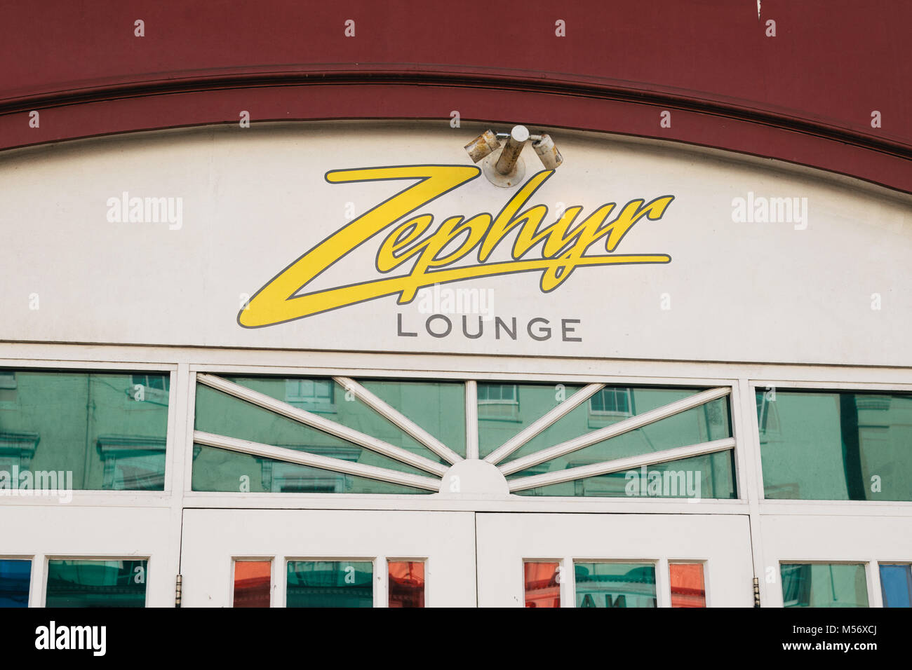 Zephyr Lounge sign, Leamington Spa, Warwickshire, UK. Live music venue. Stock Photo