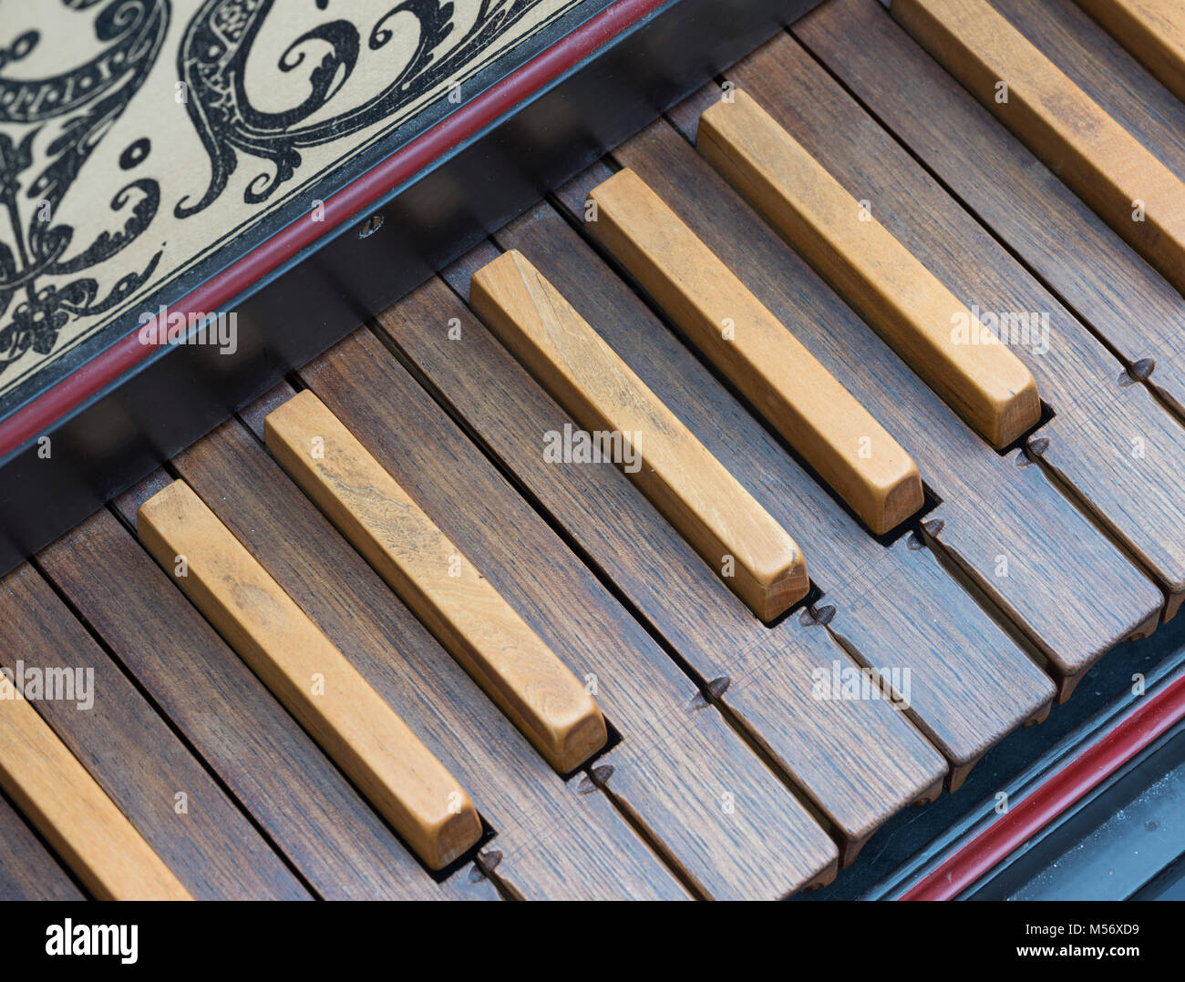 Harp Instrument Keyboard keyboard of old harpsichord with brown keys Stock Photo - Alamy