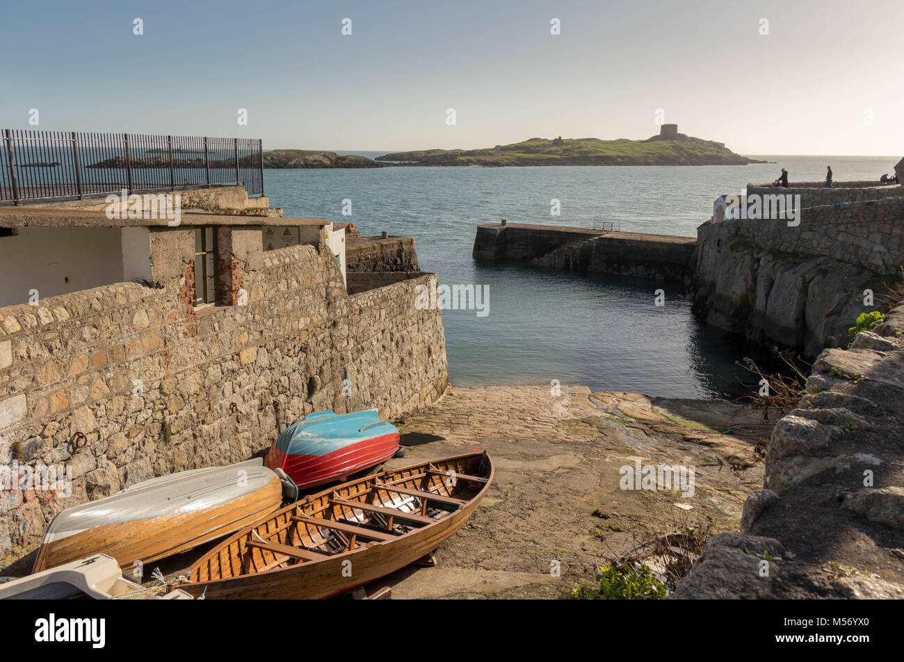 Coliemore Harbour is located in Dalkey (south Dublin). Furthermore, in the Middle Ages, Coliemore was the main harbour for Dublin City. Stock Photo