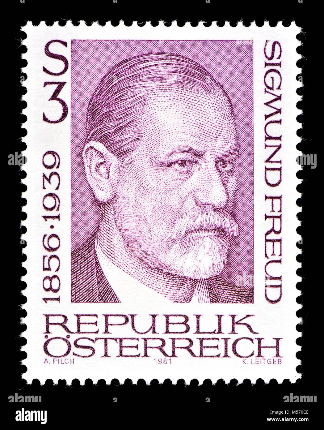 Austrian postage stamp (1981) Sigmund Freud (born Sigismund Schlomo