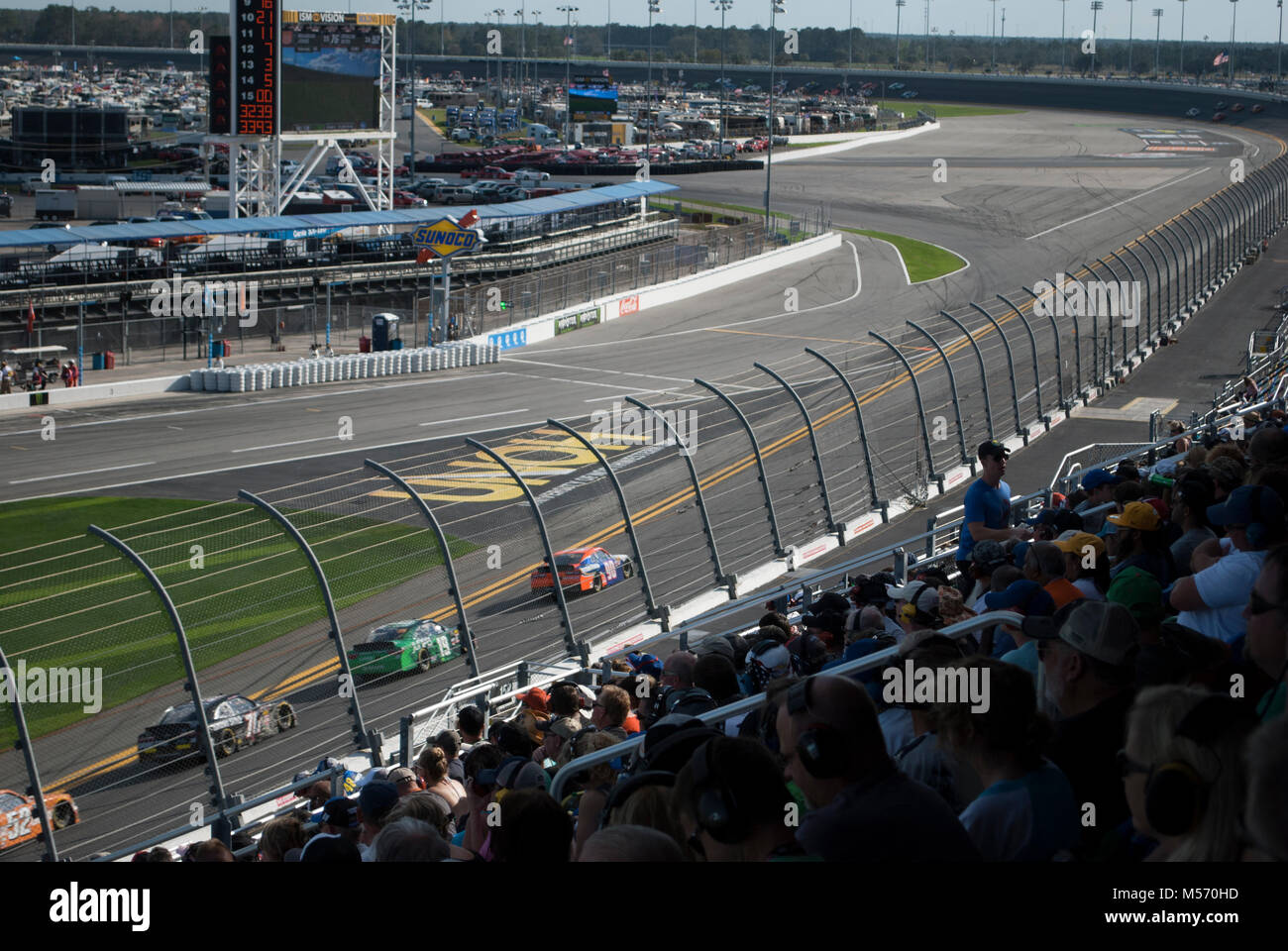 Car racing. International speedway. View from the tribune of the