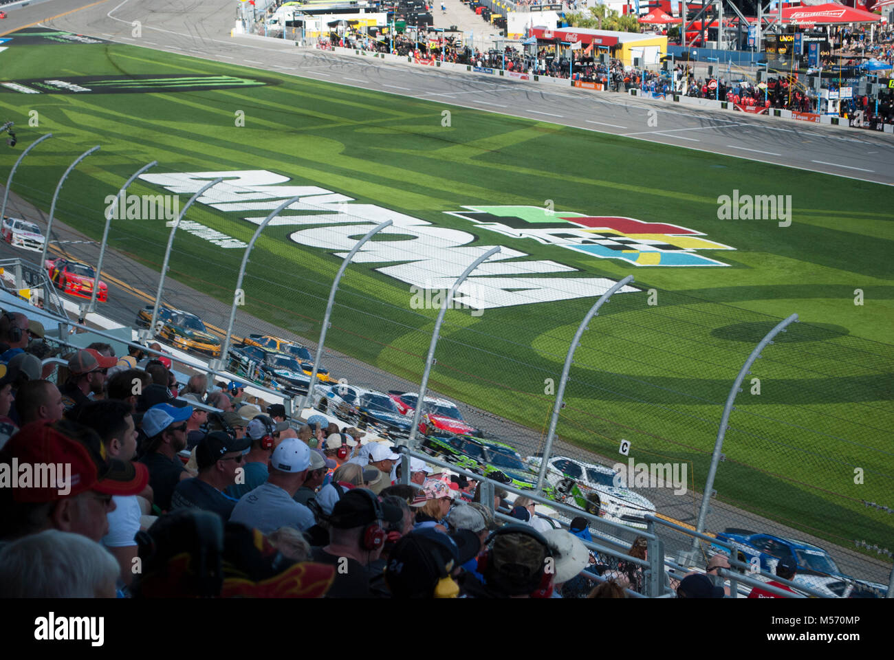 Car racing. International speedway. View from the tribune of the