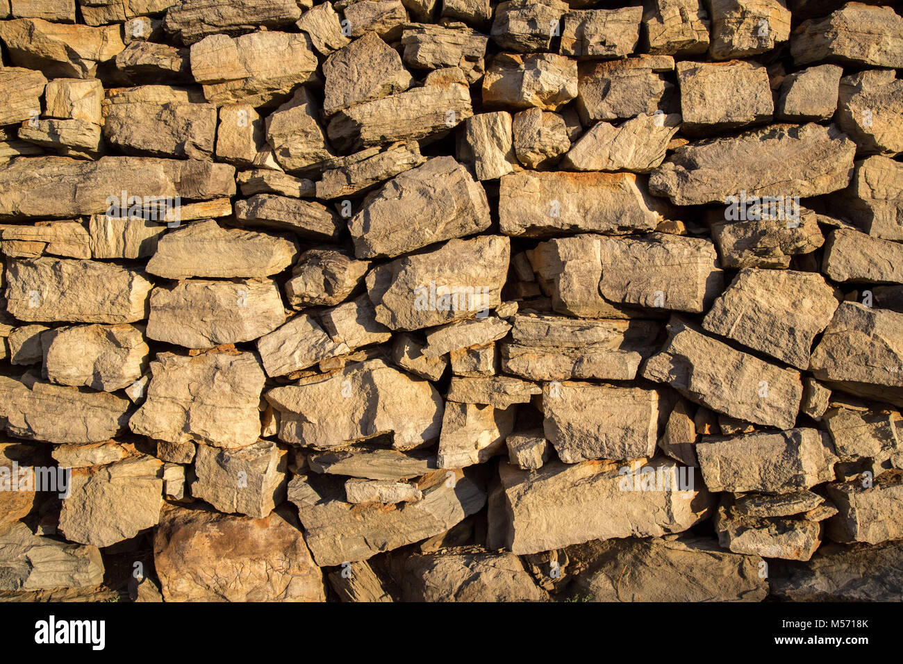 Dry-packed stone wall Stock Photo