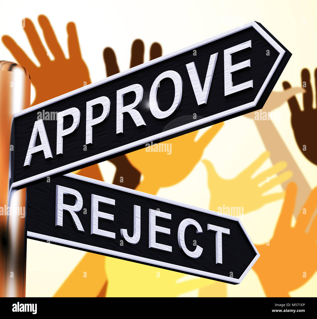Approve Reject Signpost Shows Decision To Accept 3d Illustration Stock ...
