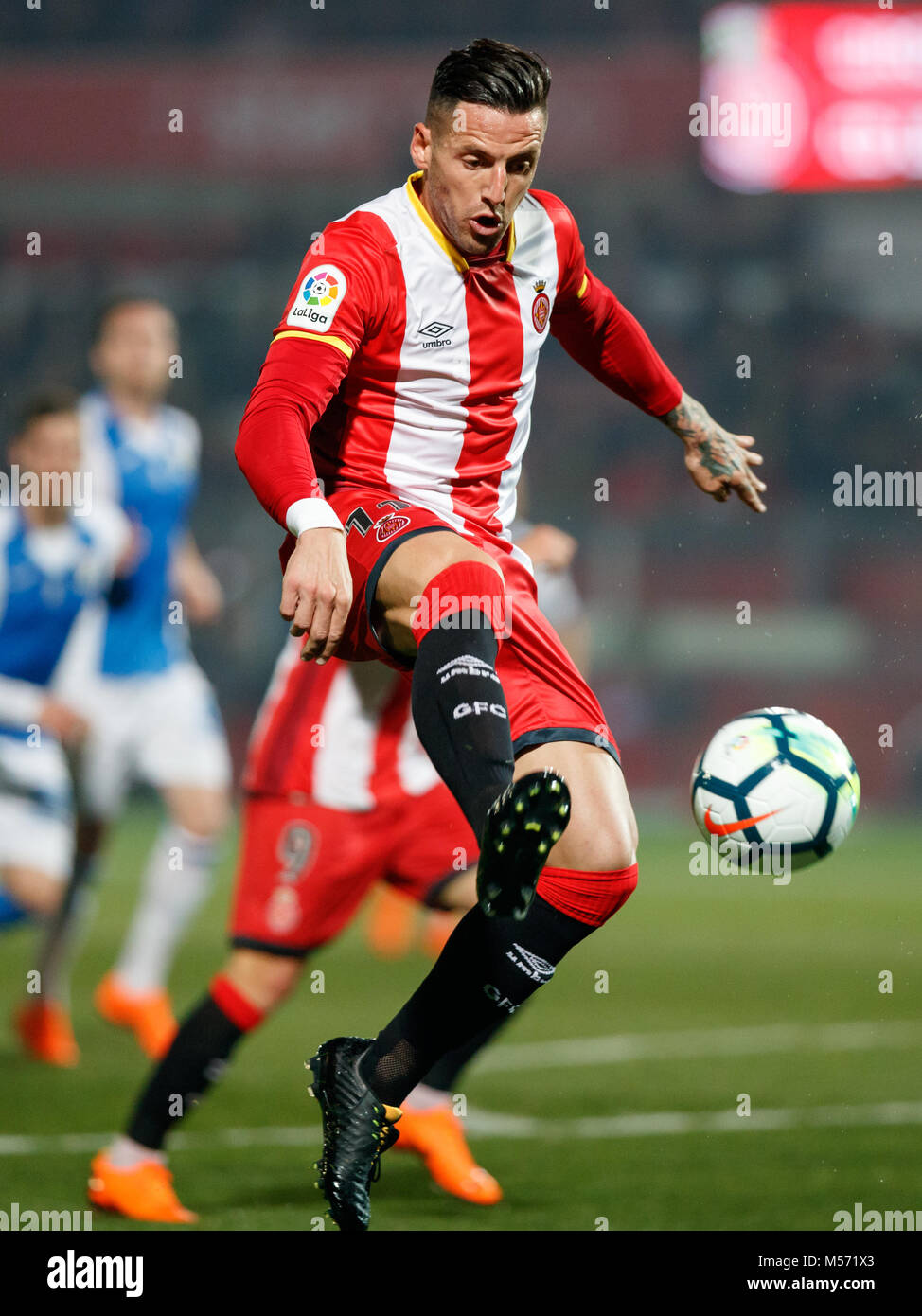16th February 2018, Estadi Montilivi, Girona, Spain; La Liga football, Girona versus Leganes; Aday Benitez. Stock Photo