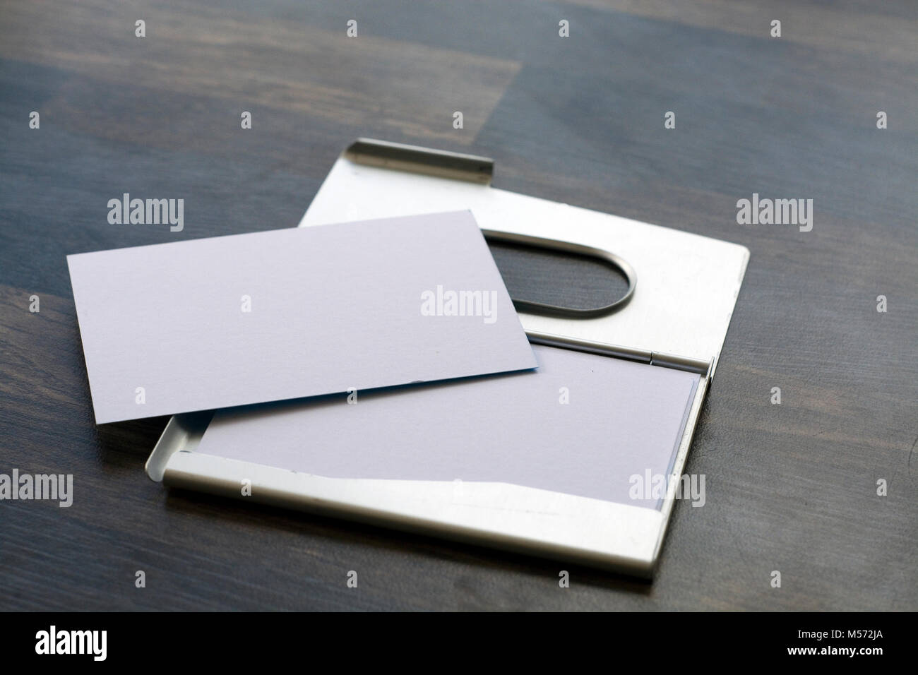 Business card holder with blank business cards Stock Photo